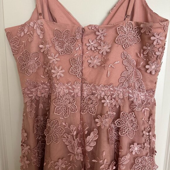 Dress the Population Tahani Floral Embroidered Fit & Flare Midi Dress - Blush/L - Picture 5 of 6